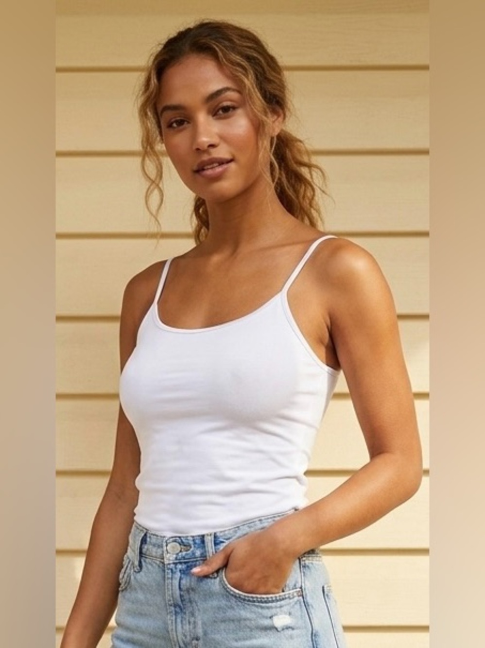 BP. Nordstrom White Cami/Tank Spaghetti Straps Size Large